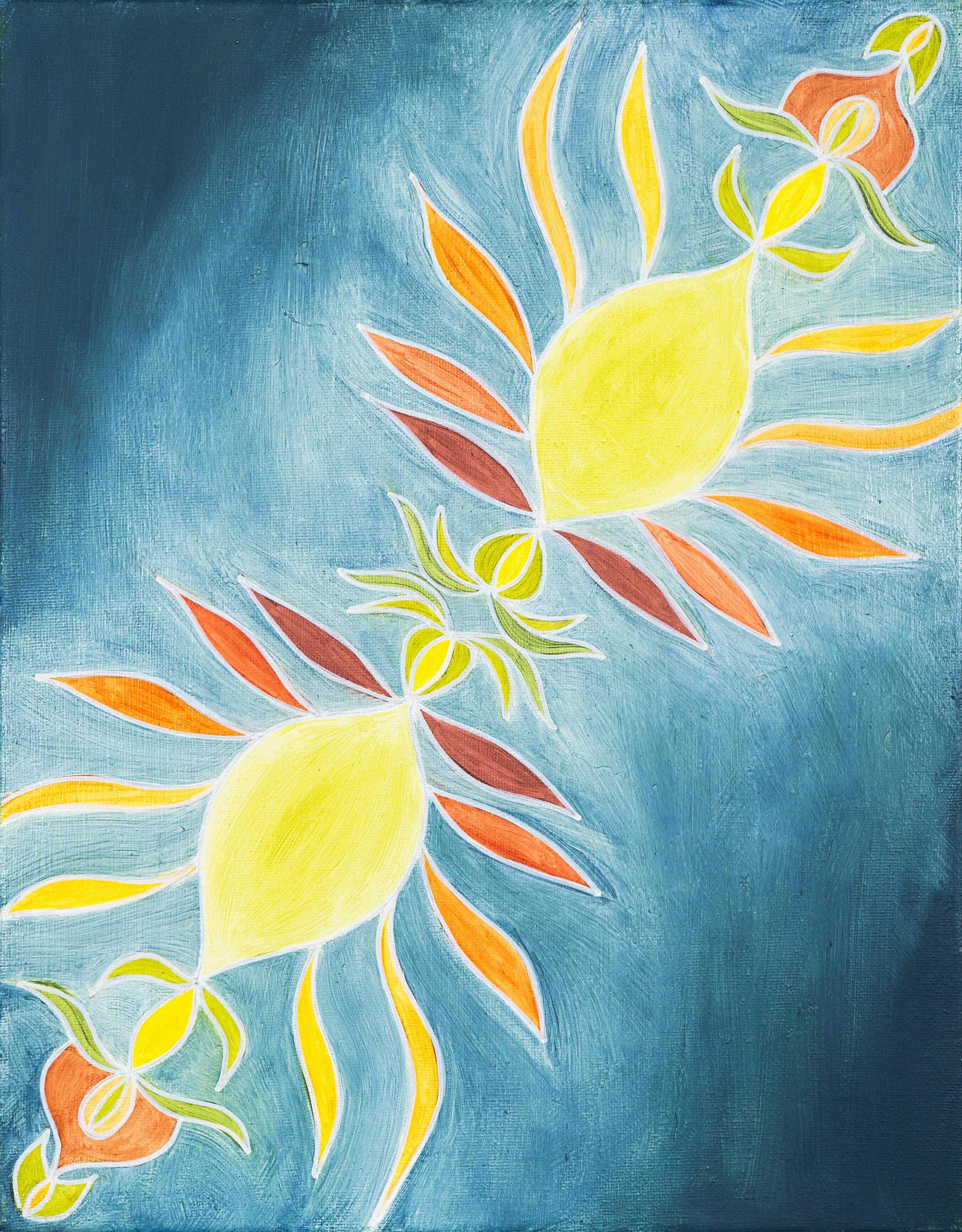 'Primordial Growth' is a 14 by 11 inch oil painting on canvas by Meagan Jain