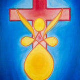“Jesus was a woman” is an oil on canvas 4 feet by 3 feet painting.