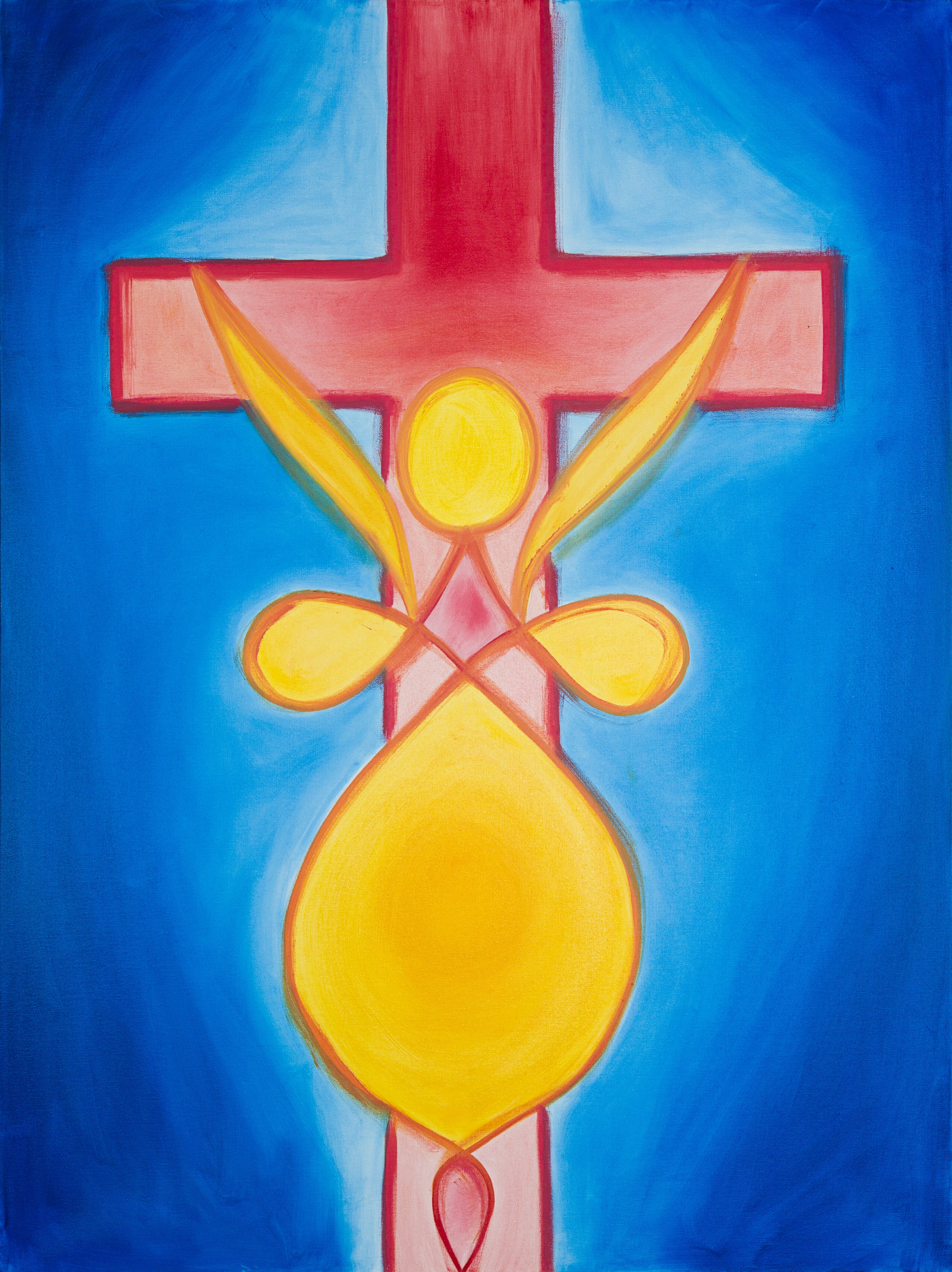 “Jesus was a woman” is an oil on canvas 4 feet by 3 feet painting.