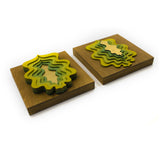 'Golden Glow Golden Grow' Portals- Layered and painted laser cut wood on wood panel with gold leaf. Each purchase comes as a set of two portals: one going outward and one coming inward.