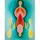 'Birth' is a 4ft by 3ft oil painting with gold leaf on canvas.
