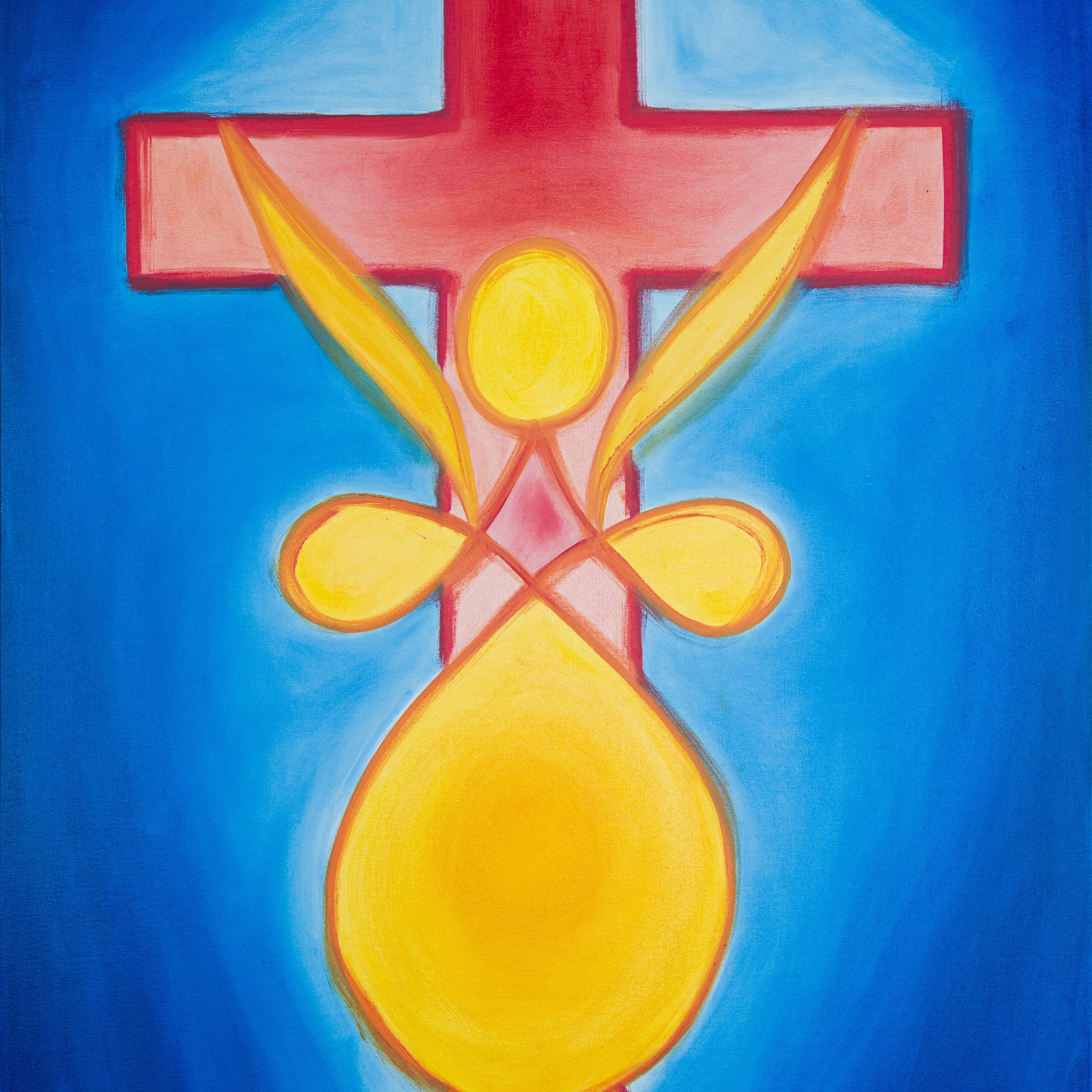 “Jesus was a woman” is an oil on canvas 4 feet by 3 feet painting.